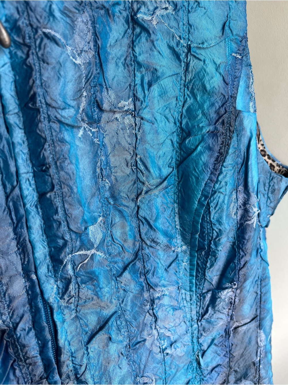 Erin London Vest Sleeveless Jacket Sz Lg Womens Blue Shimmer Turquoise EUC - Picture 3 of 5